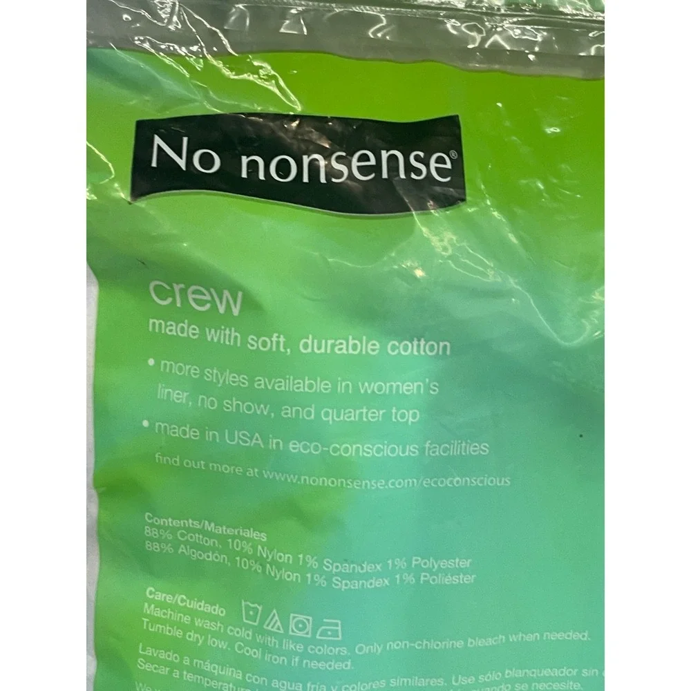 No Nonsense Cushioned Crew Cotton Socks Women Size 4-10 White 6 Pack New